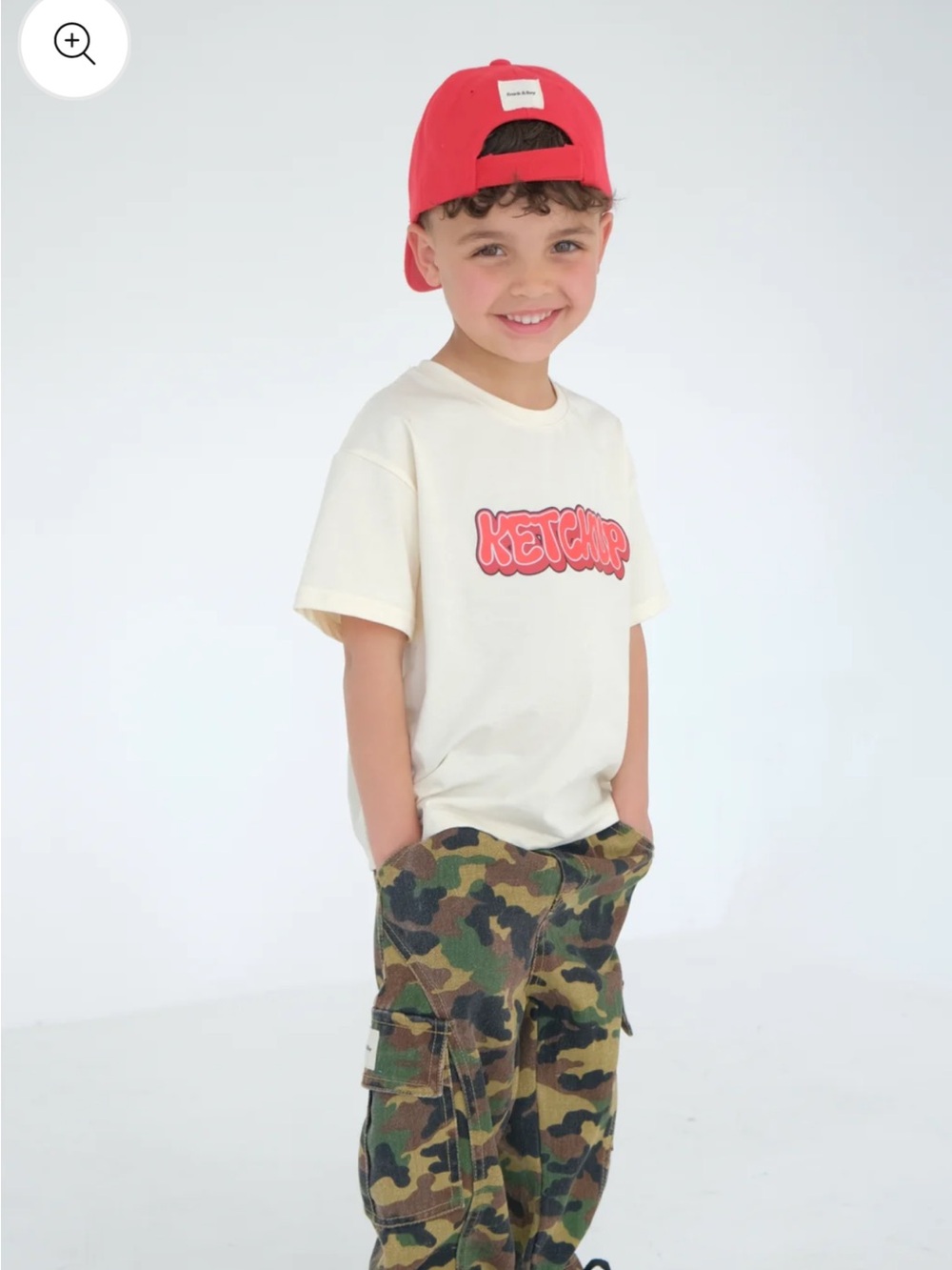 Kids Camouflage Cargo Jeans - Cream/Green